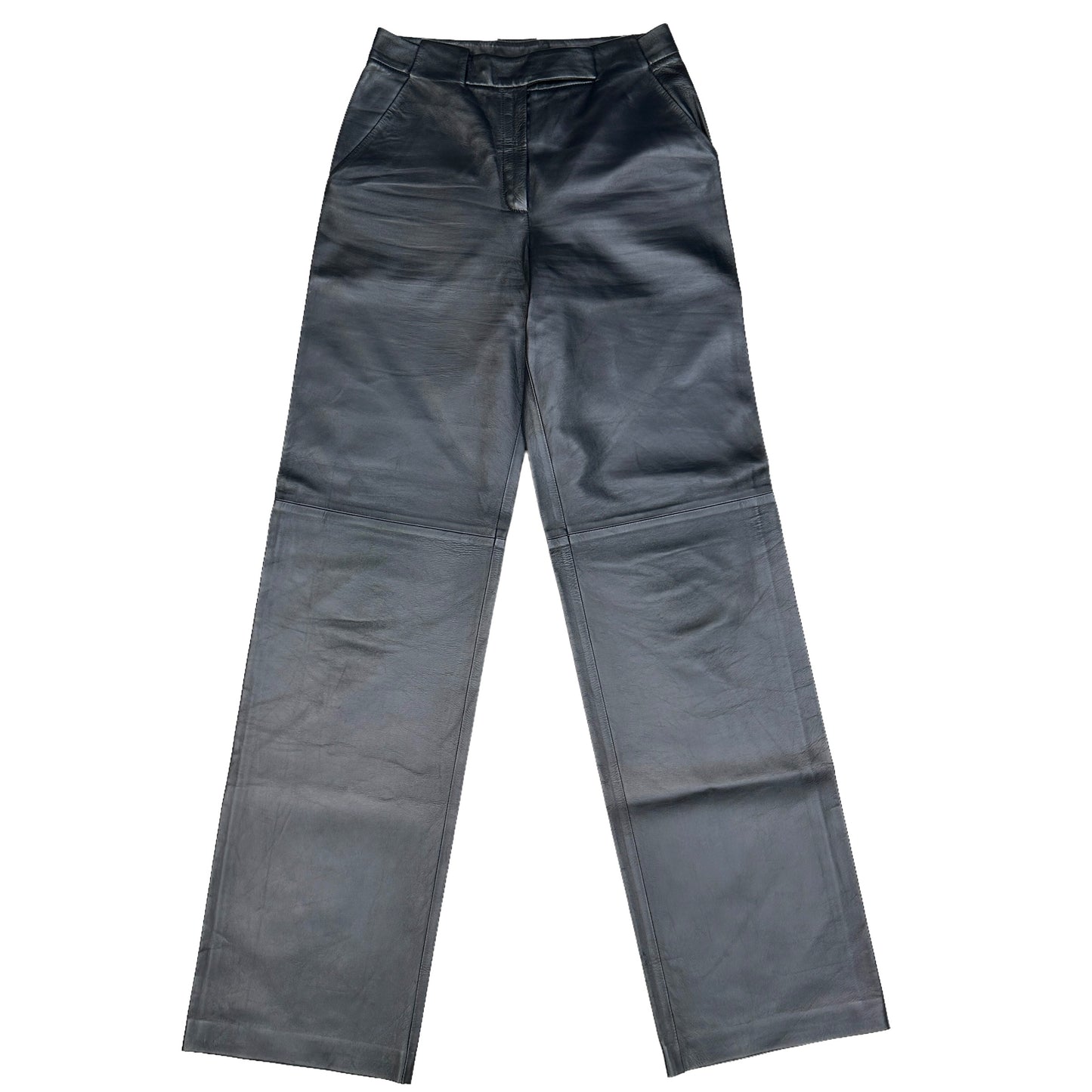 Dark Blue Leather Pants - S/M