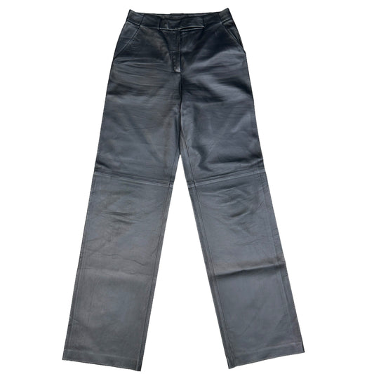Dark Blue Leather Pants - S/M