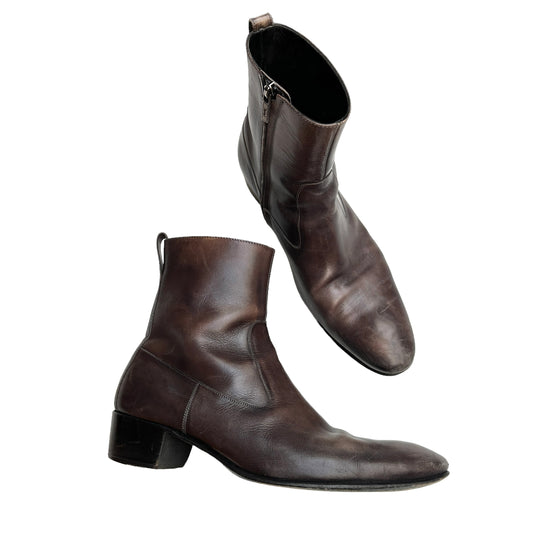 Men Brown Leather Boots - 43.5