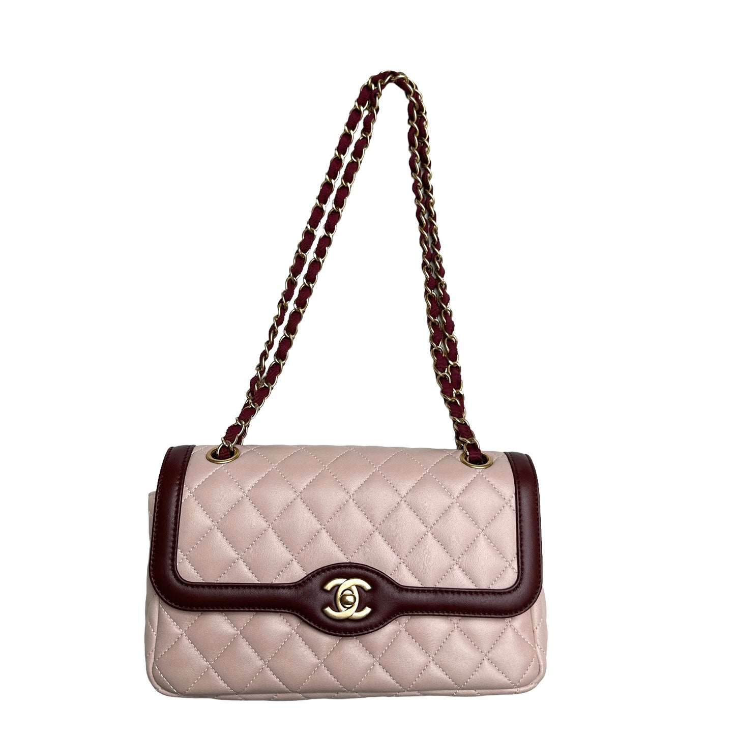 Pink and Burgundy Mademoiselle Flap Bag