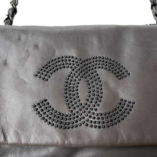 Grey Studded CC Shoulder Flap