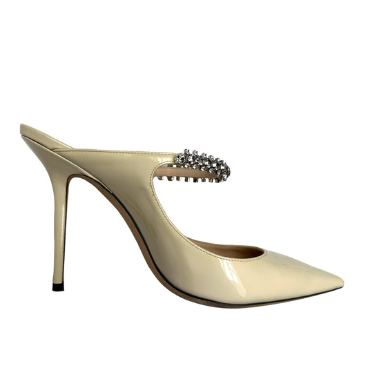 Patent Leather Mules with Crystal Strap - 9