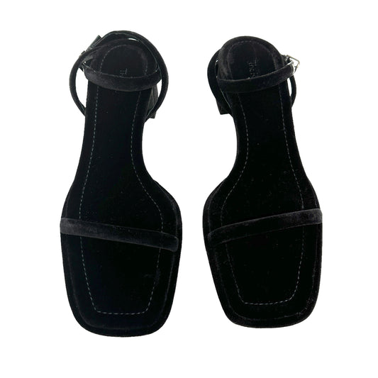 Black Velvet Square Heels - 7.5