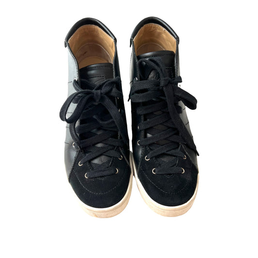 Black Leather and Suede Sneakers - 7.5