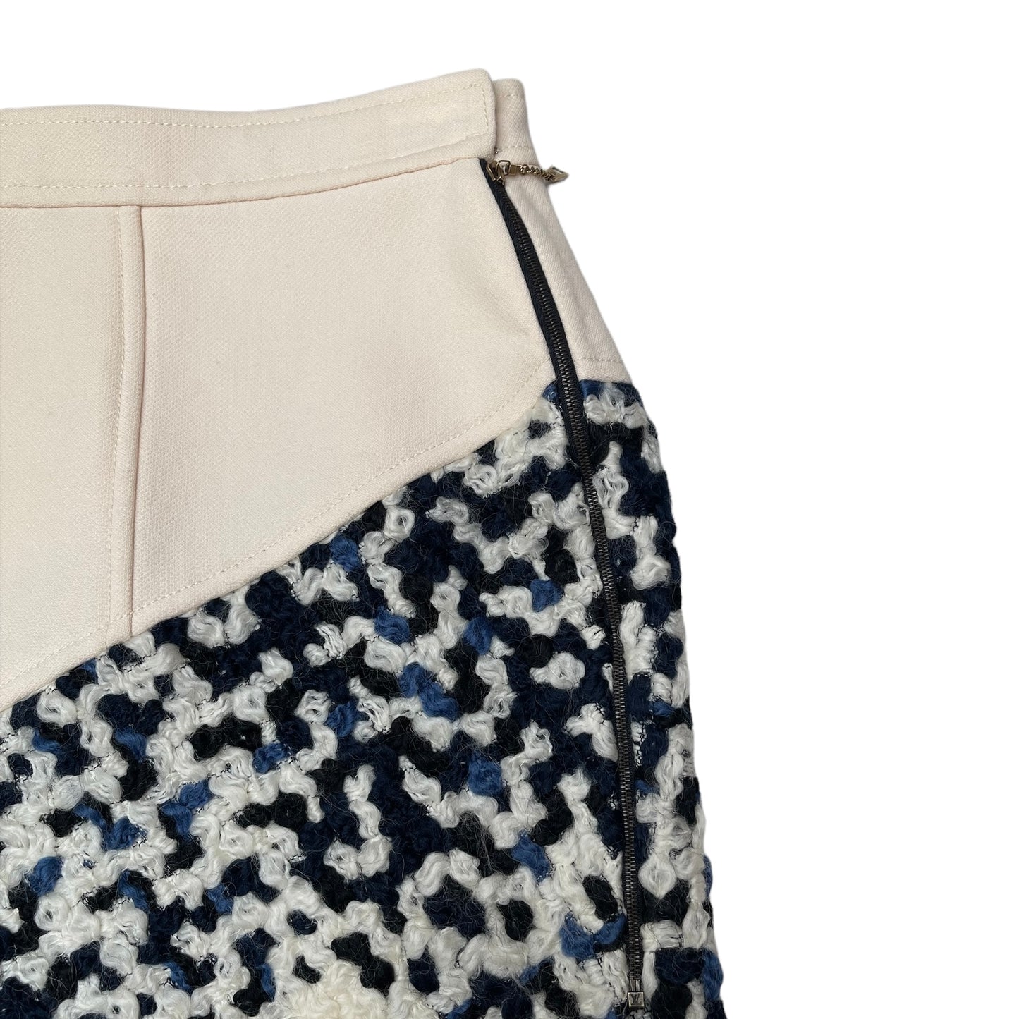 Beige Wool Skirt with Tweed - S