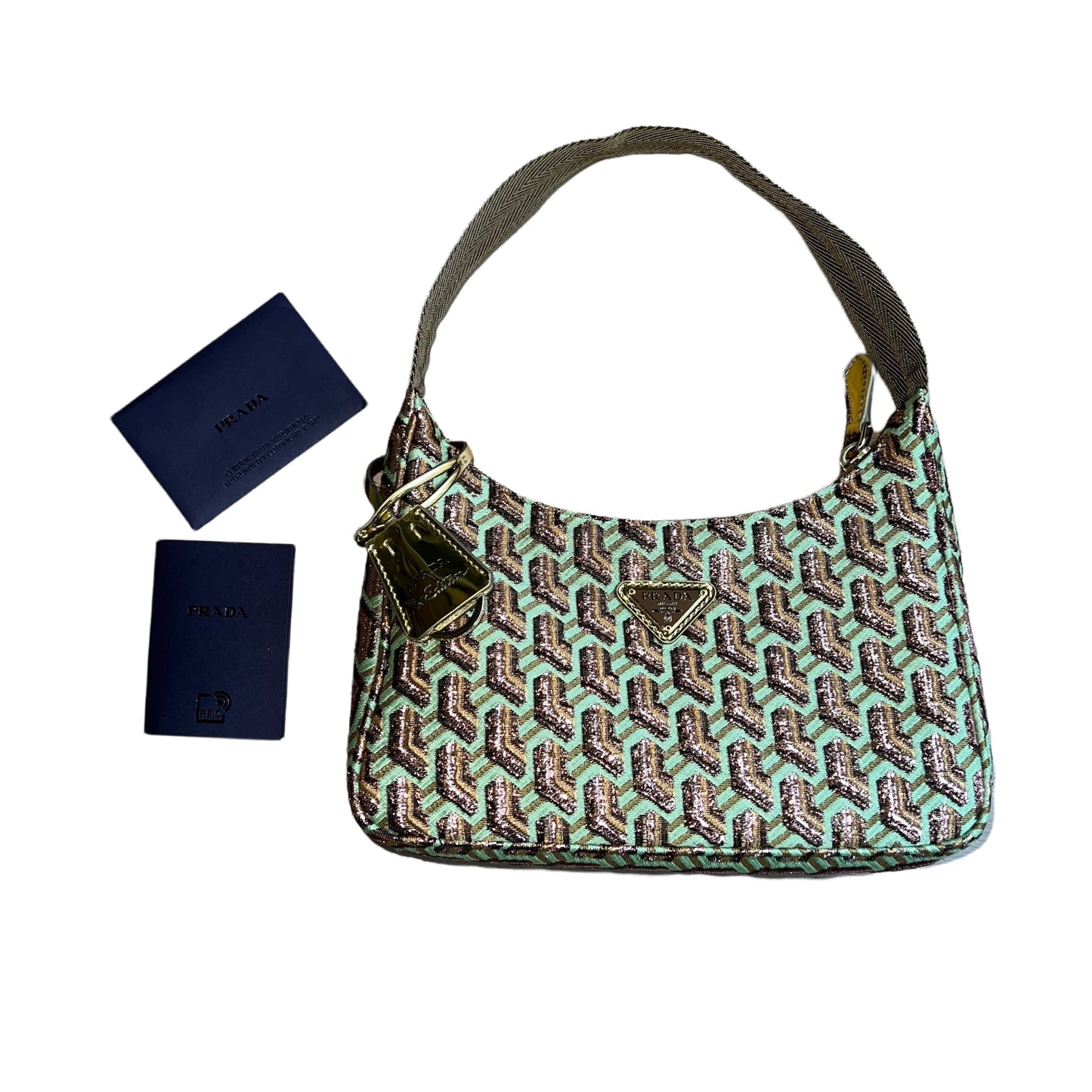Reedition Green and Gold Lurex Bag