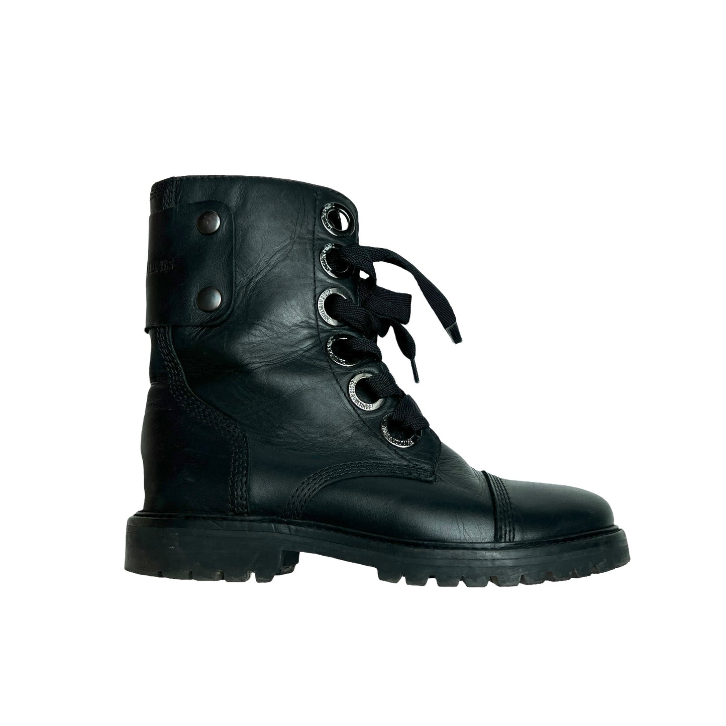 Black Combat Leather Boots - 7