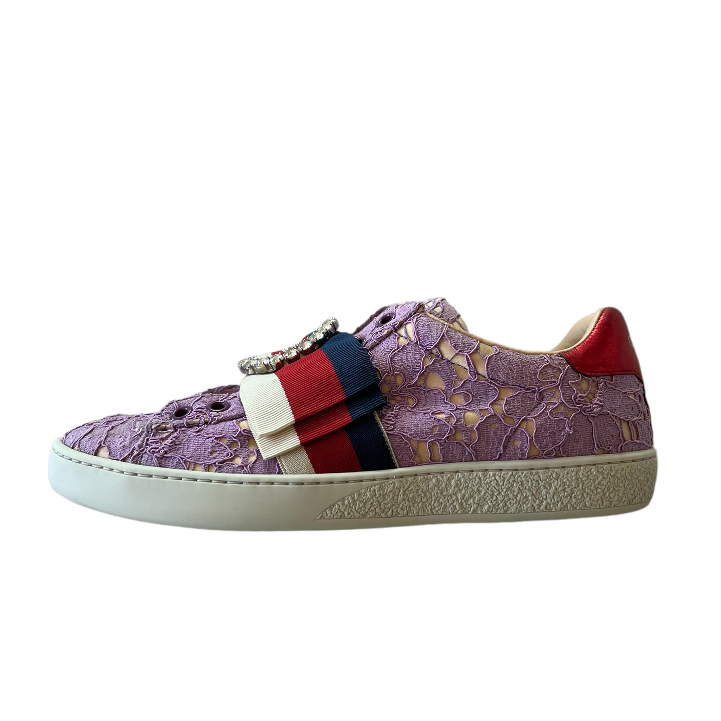 Purple Lace and Crystals Sneakers - 7