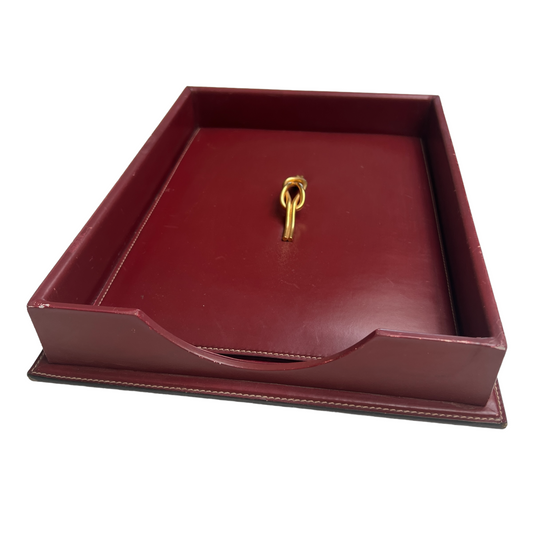 Vintage Burgundy Leather Writing Set