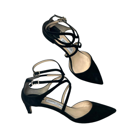 Black Suede Kitten Heels - 7