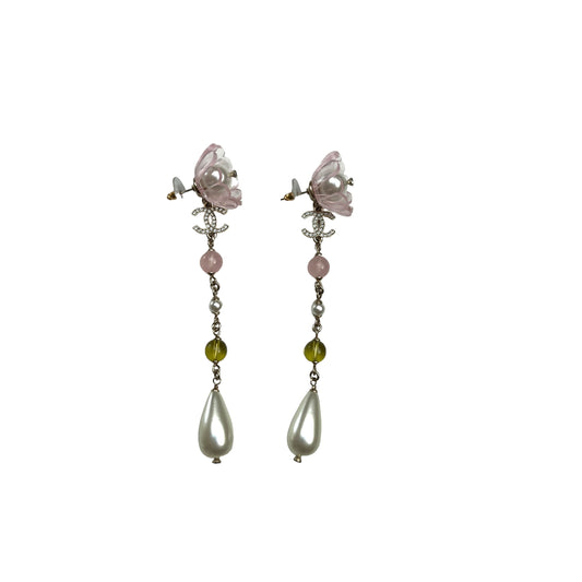 Flower & Pearl Pendant Earrings