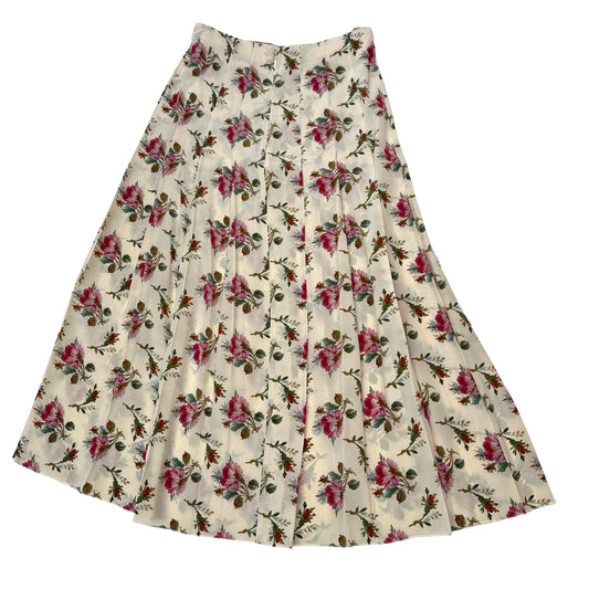 2017 Flowery Pleated Silk Skirt - S/M