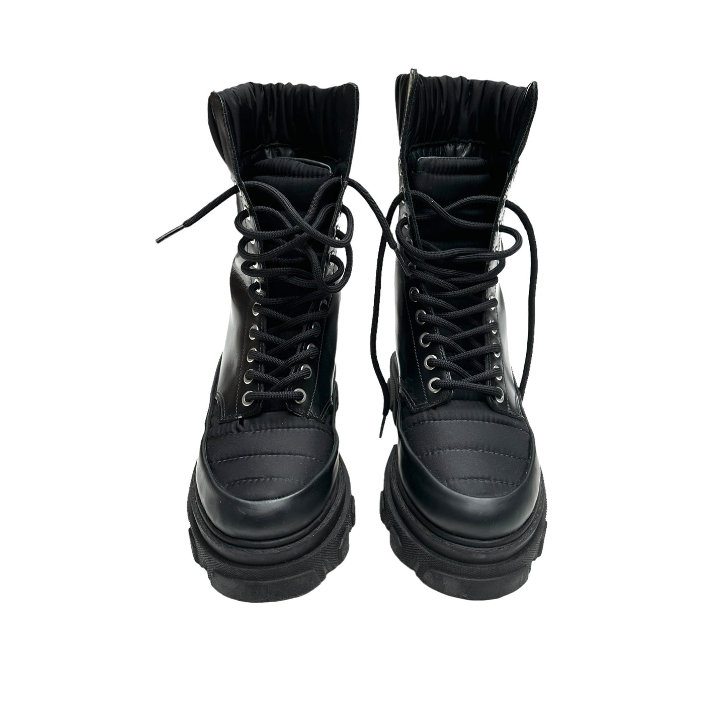 Black Lace-Up Boots - 7