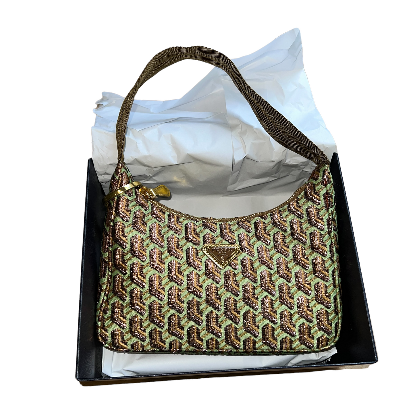 Reedition Green and Gold Lurex Bag