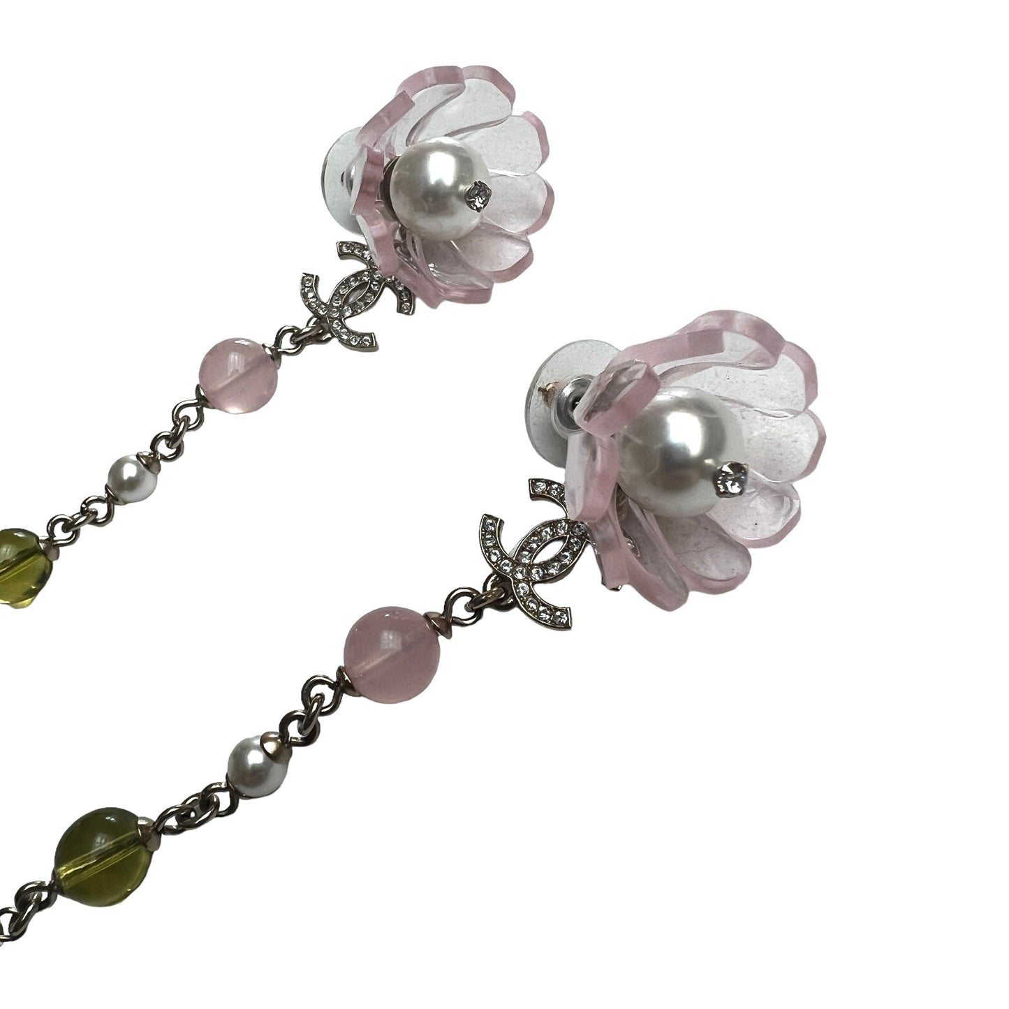 Flower & Pearl Pendant Earrings