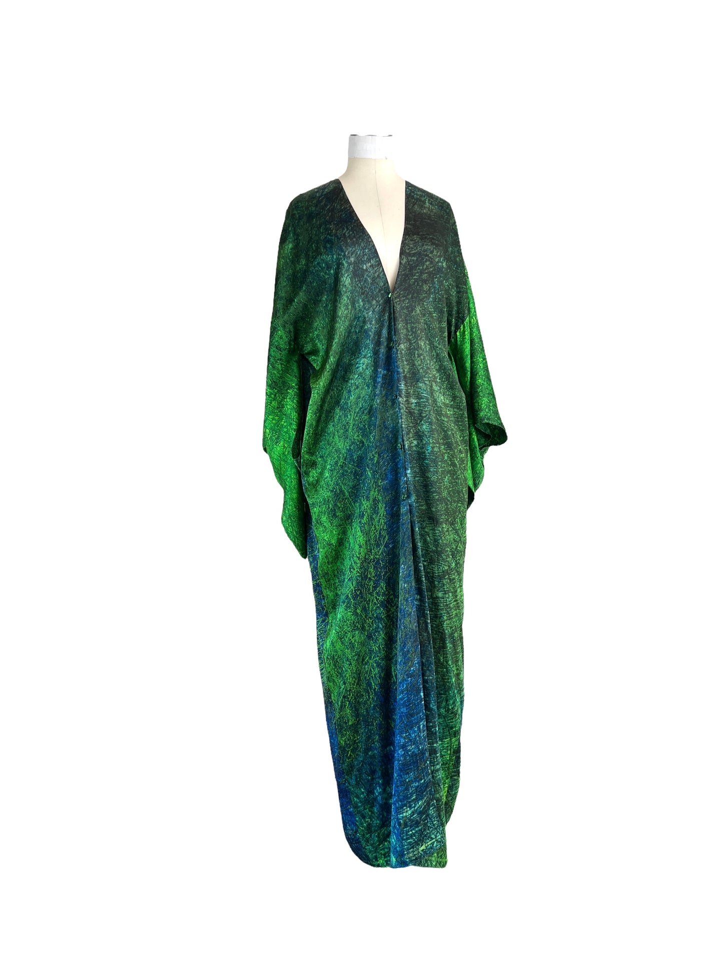 Green & Blue Silk Kimono - S