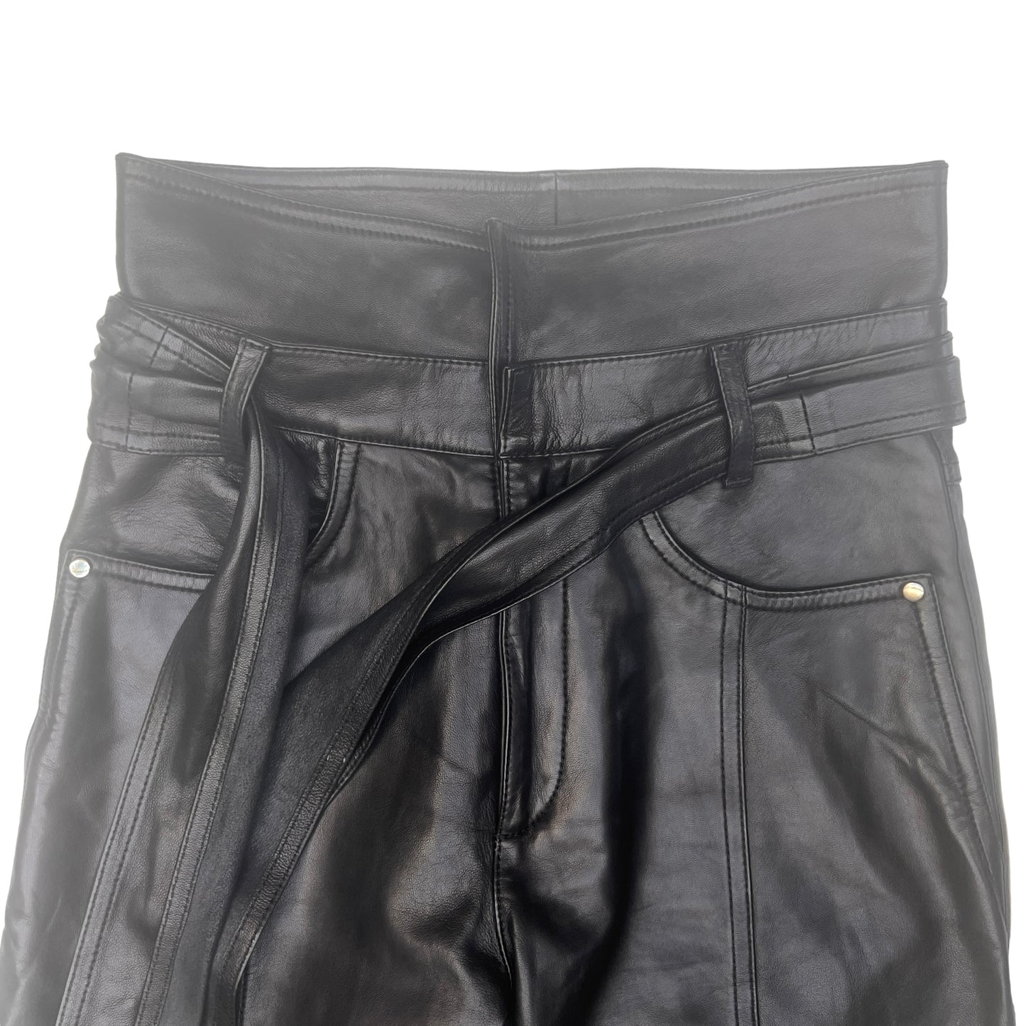 2020 Black High Waisted Leather Pants - XS