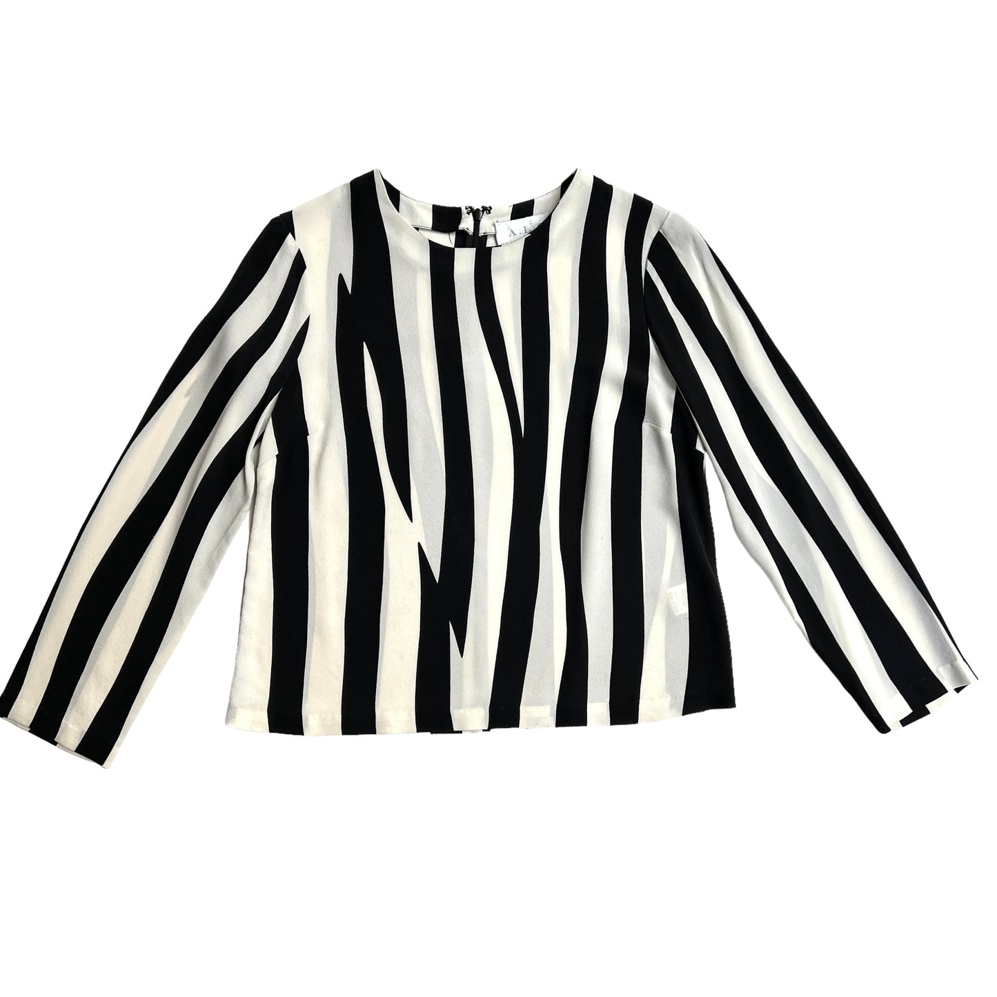 Black & White Striped Silk Blouse - XS
