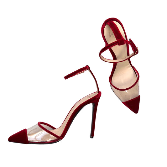 Red Velvet & Plexiglass Heels - 8