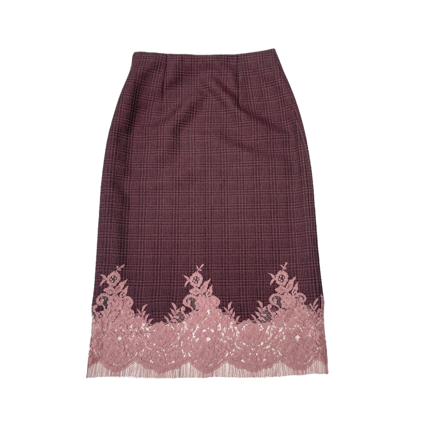 Burgundy Checker Skirt - S