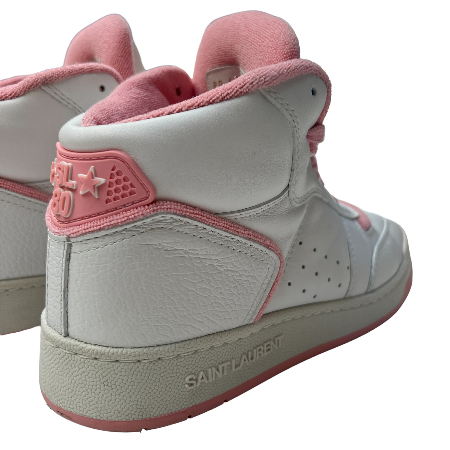 White and Pink High Top Sneakers - 8