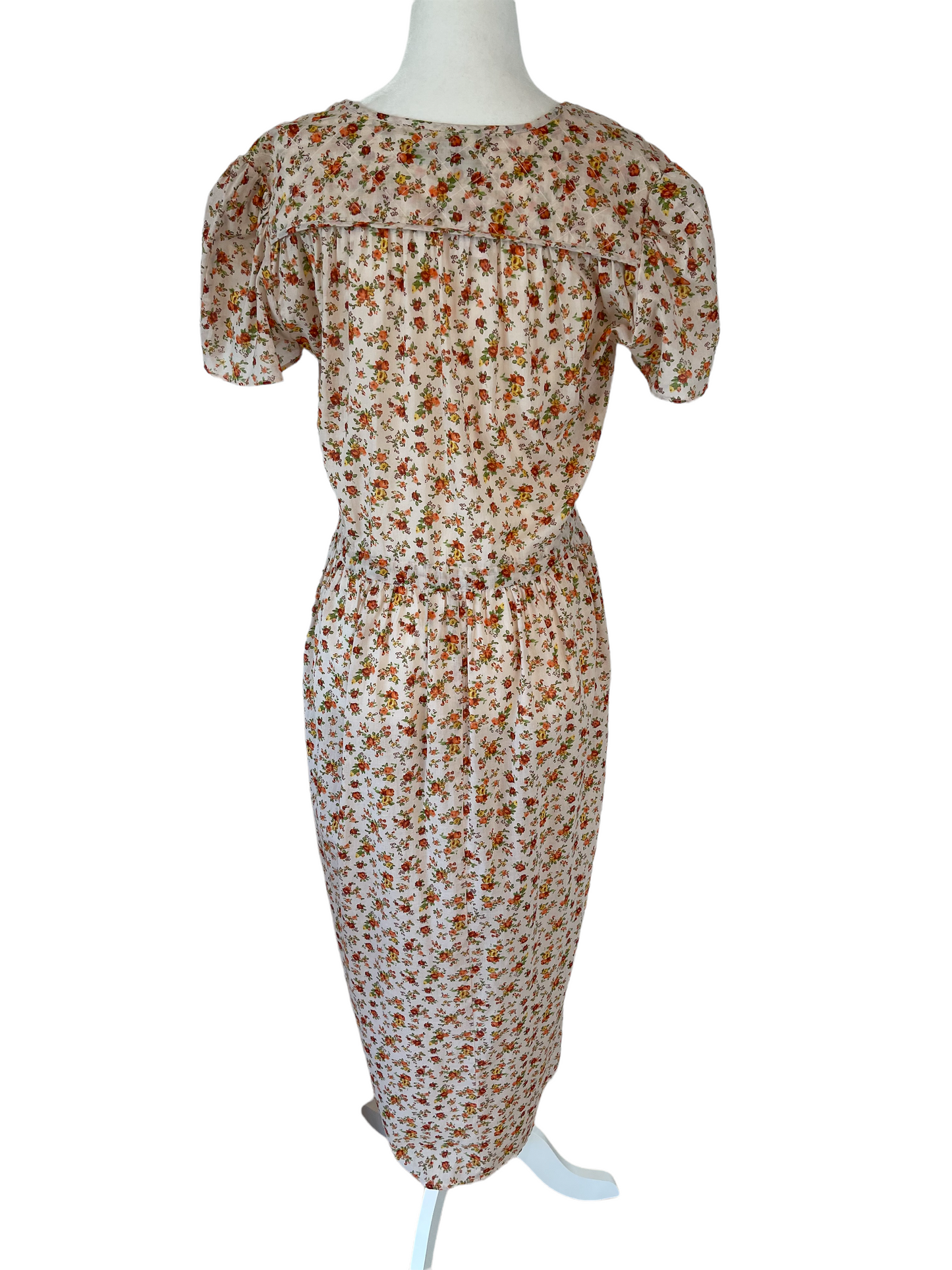 Peach & Cream Floral Dress - XS