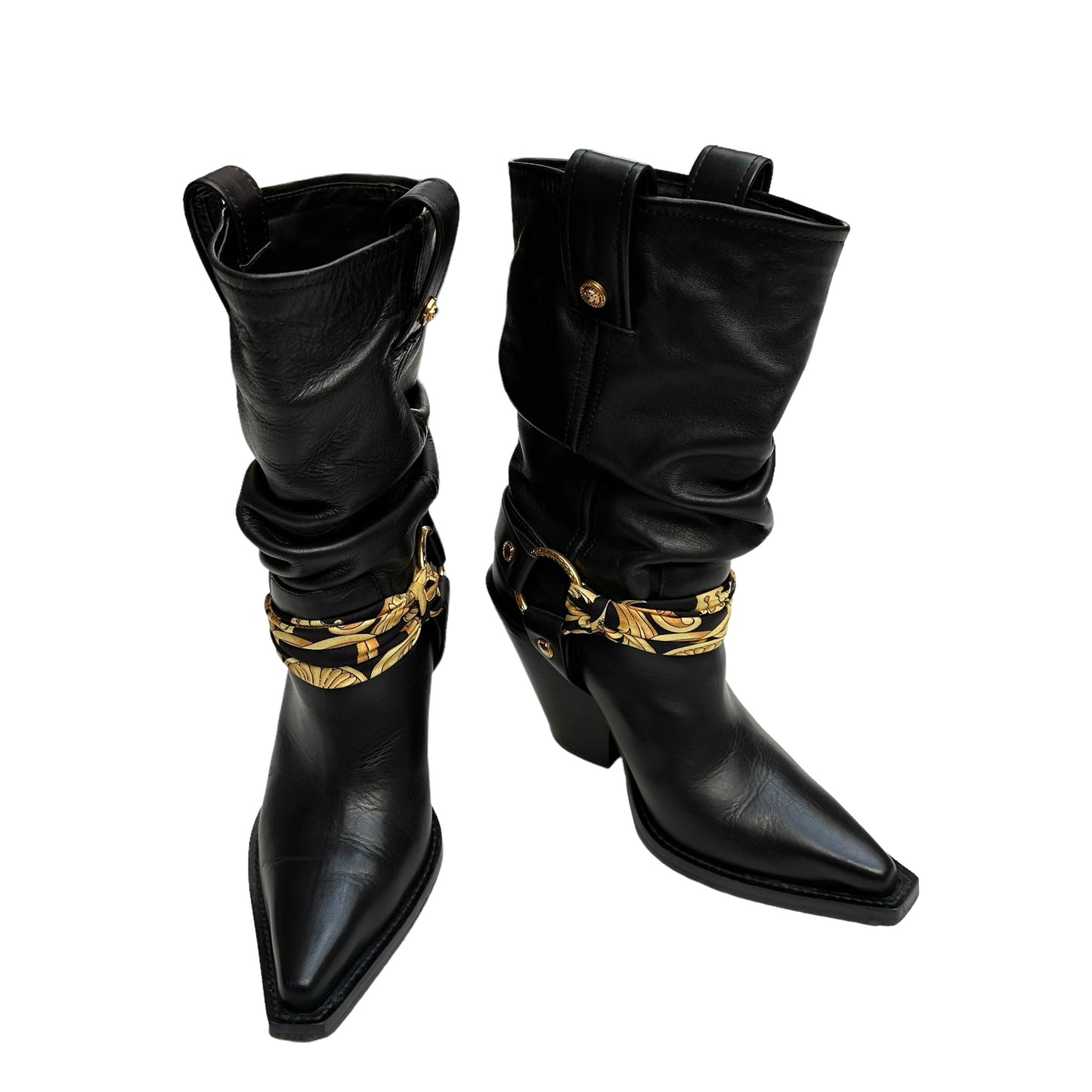 Black Cowboy Heeled Boots - 5.5