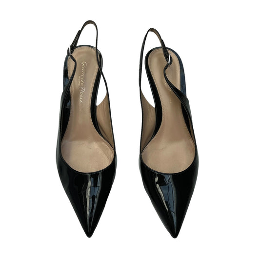 Black Patent Leather Kitten Heels - 5.5