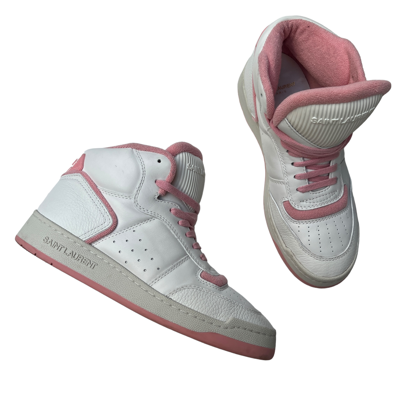 White and Pink High Top Sneakers - 8