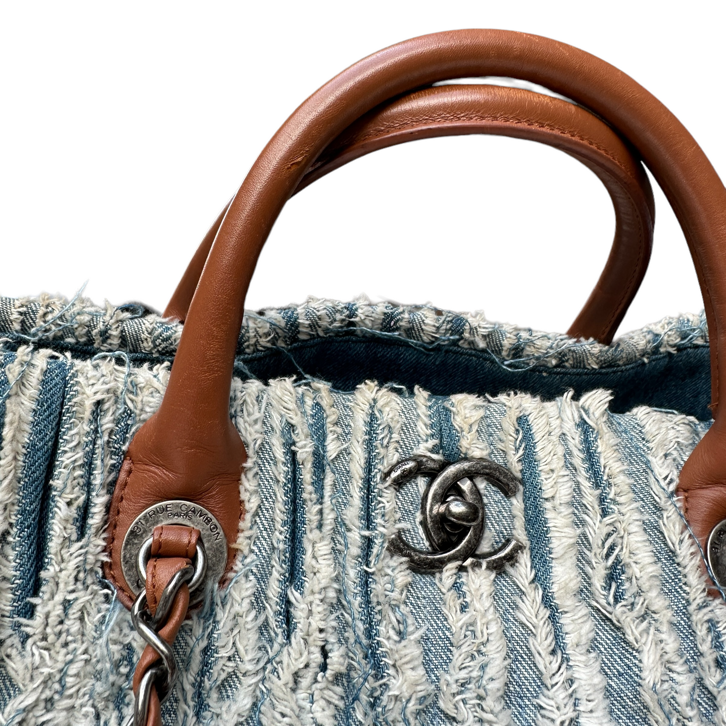 Denim Tote with Raw Hems