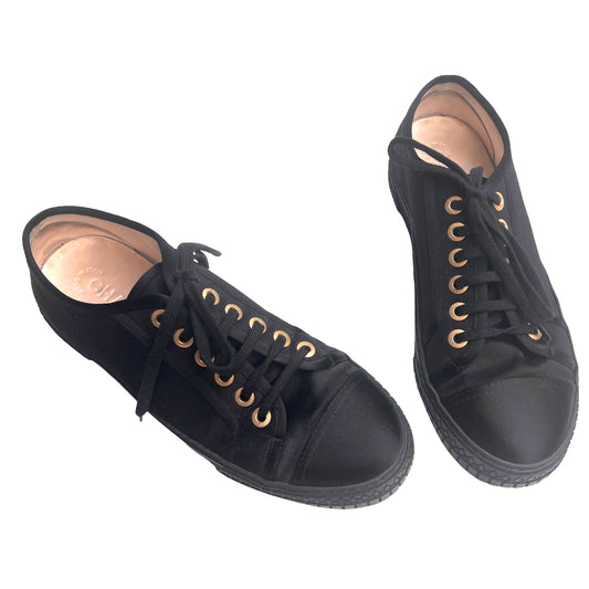 Black Satin Sneakers - 9.5