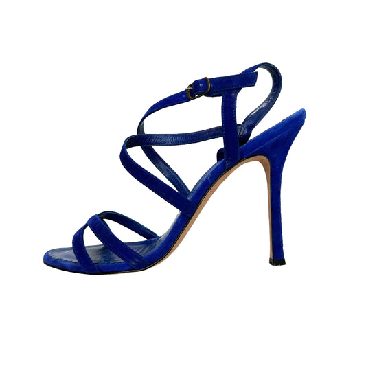 Blue Suede High Heels - 8
