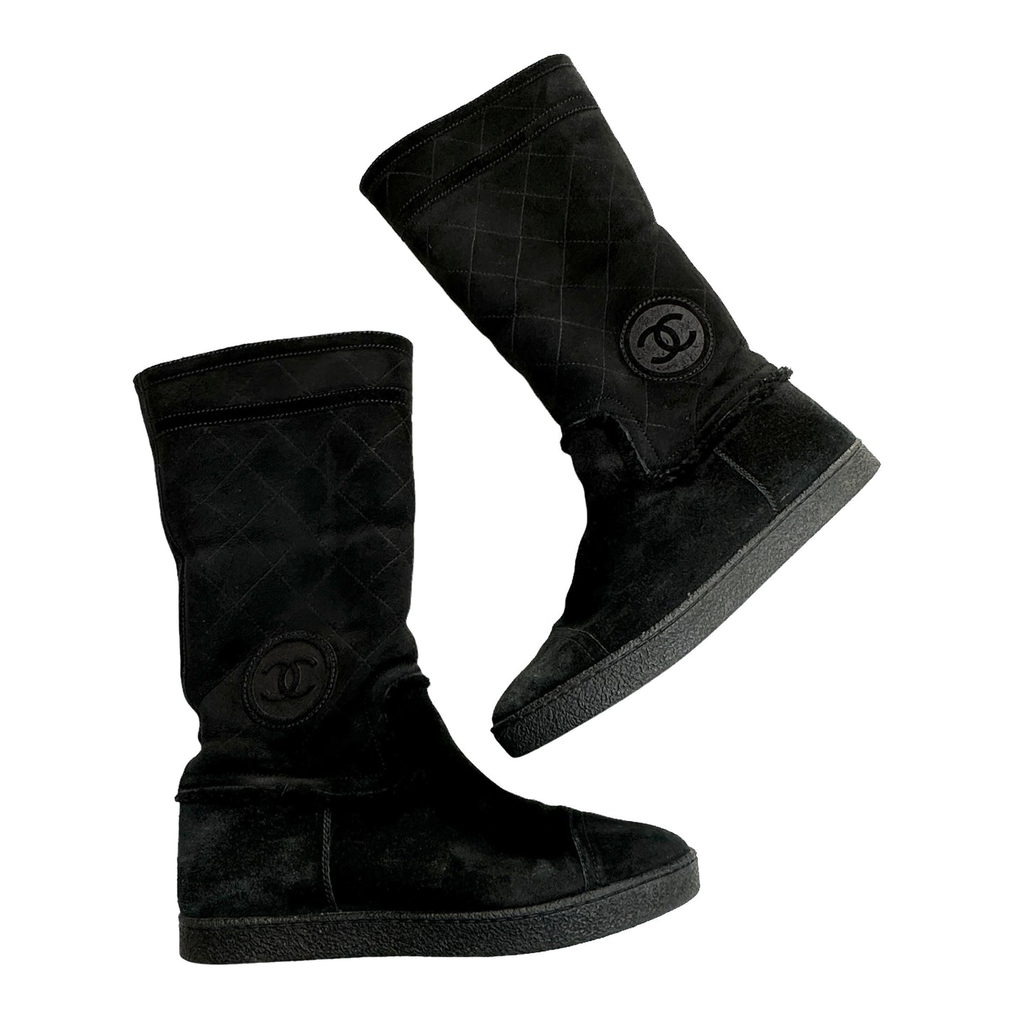 Black Suede Boots  w/Fur Lining - 10.5
