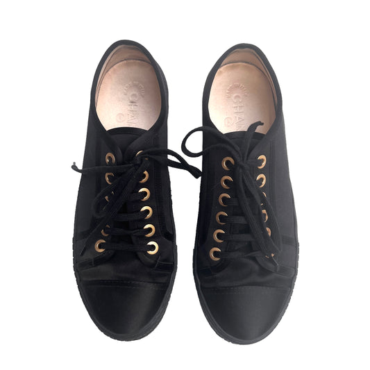 Black Satin Sneakers - 9.5