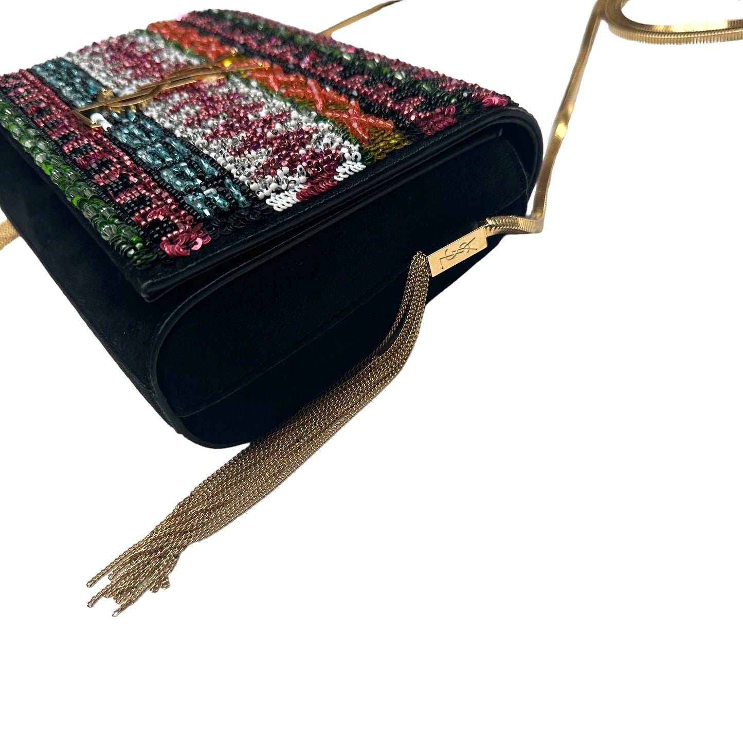 Kate Monogram YSL Small Sequin Tassel-Side Chain Crossbody Bag