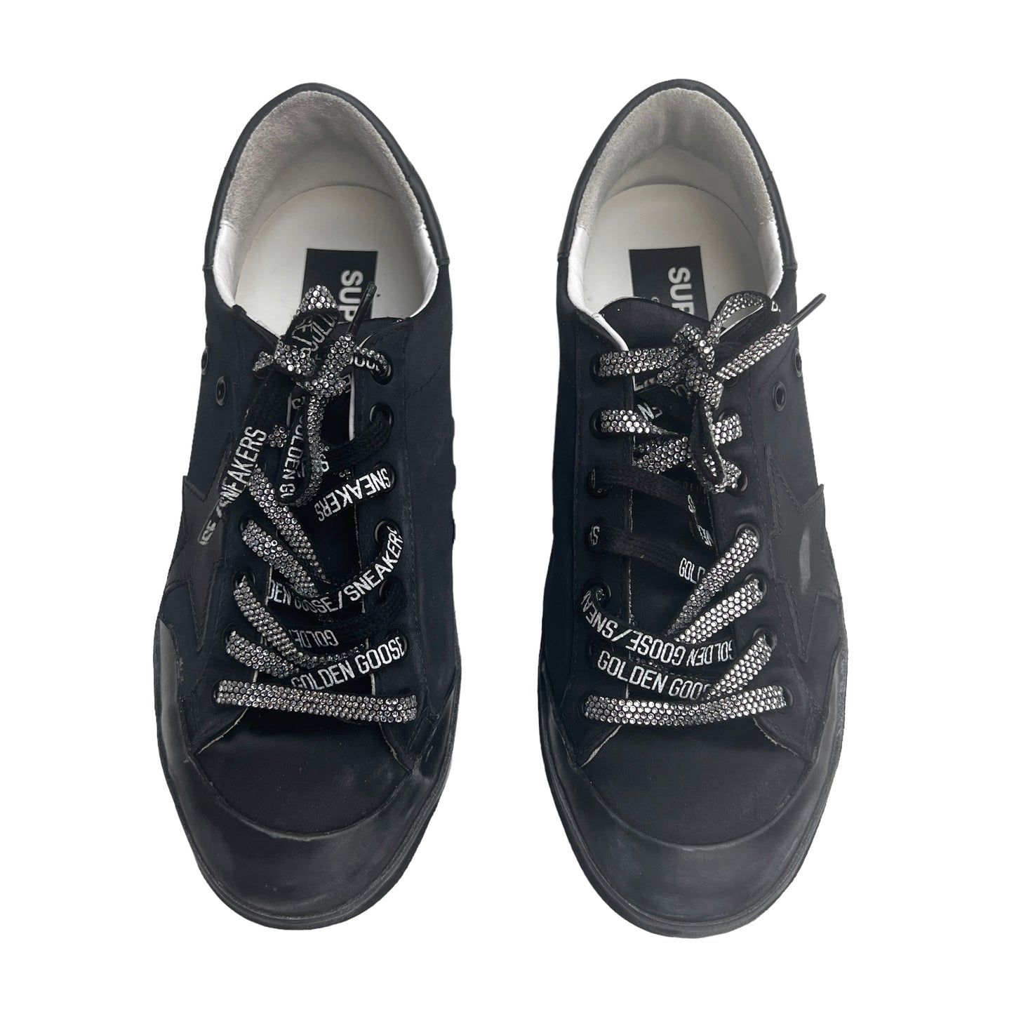 Black Sneakers with Crystals Laces - 9