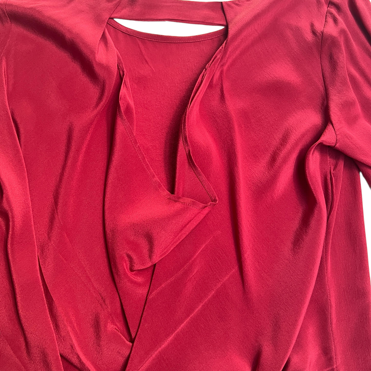 Red Silk Blouse - S