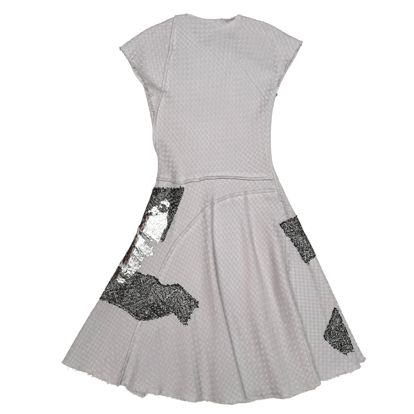 Grey Wool Dress w/Silver & Lace details - M