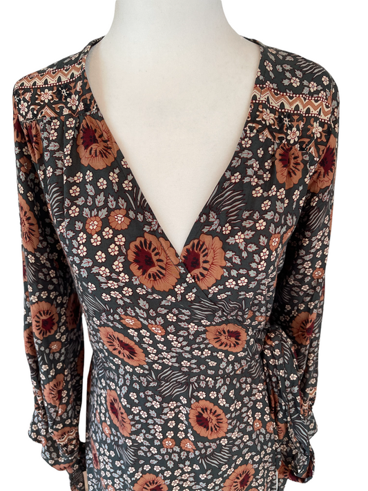 Green flower dress - S