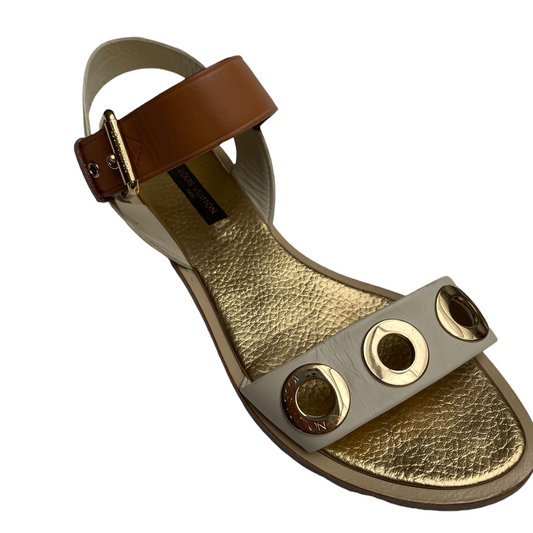 Gold Leather Sandals - 7.5