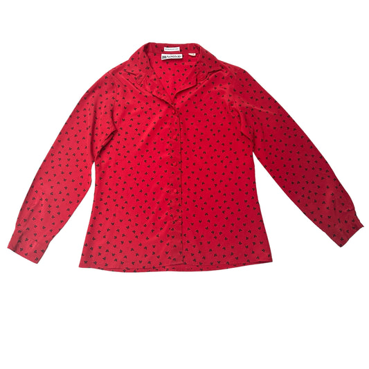 Vintage Red Silk Shirt - M
