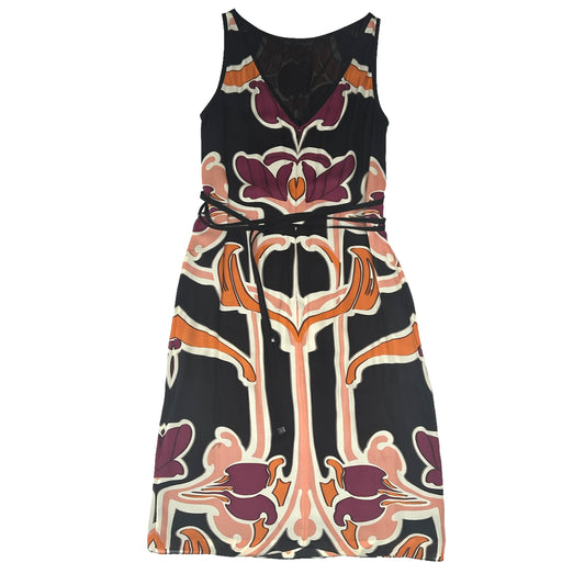 Black Printed Silk Dress - M