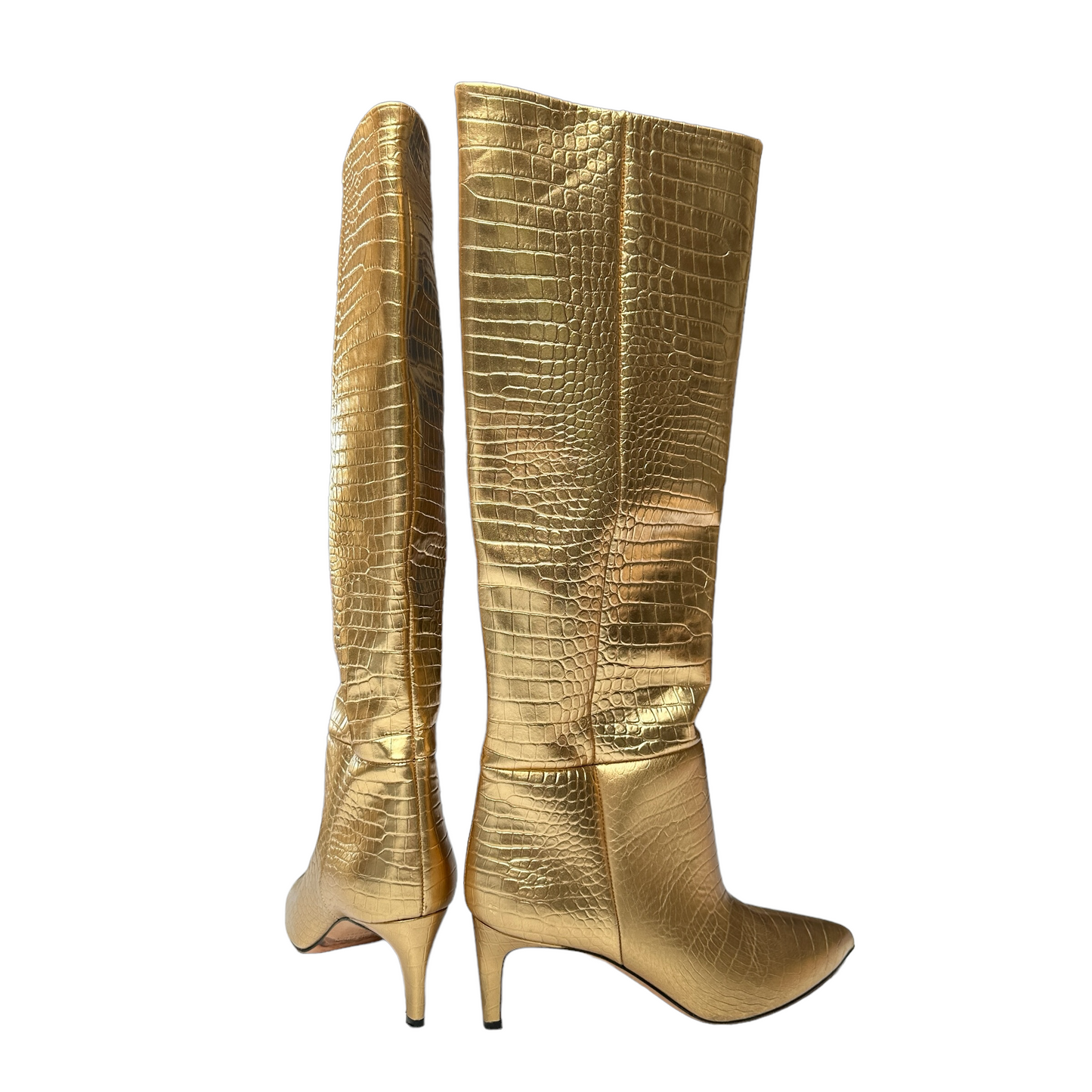 Gold Embossed Leather Boots - 7.5