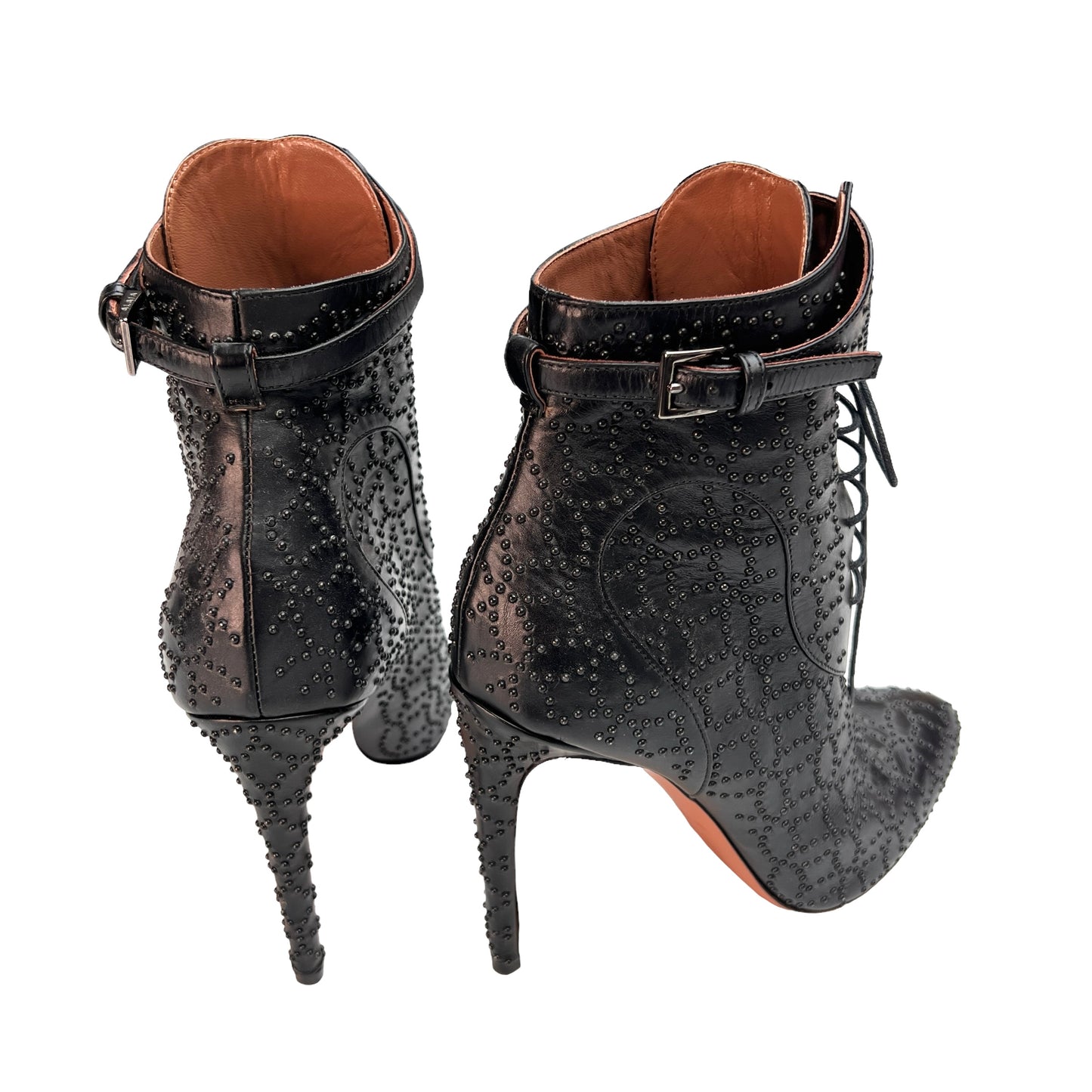 Black Studded Heeled Boots - 9.5