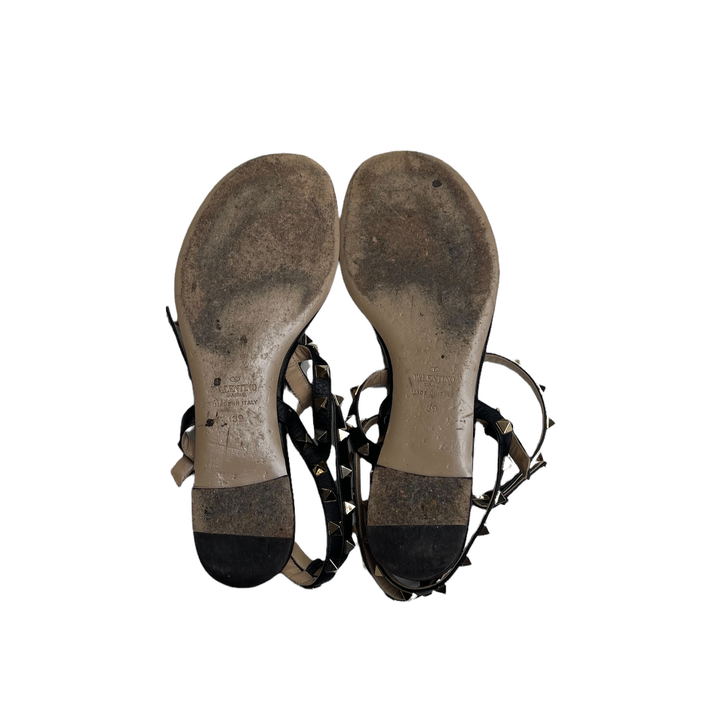 Black Leather Gladiator Sandals - 8