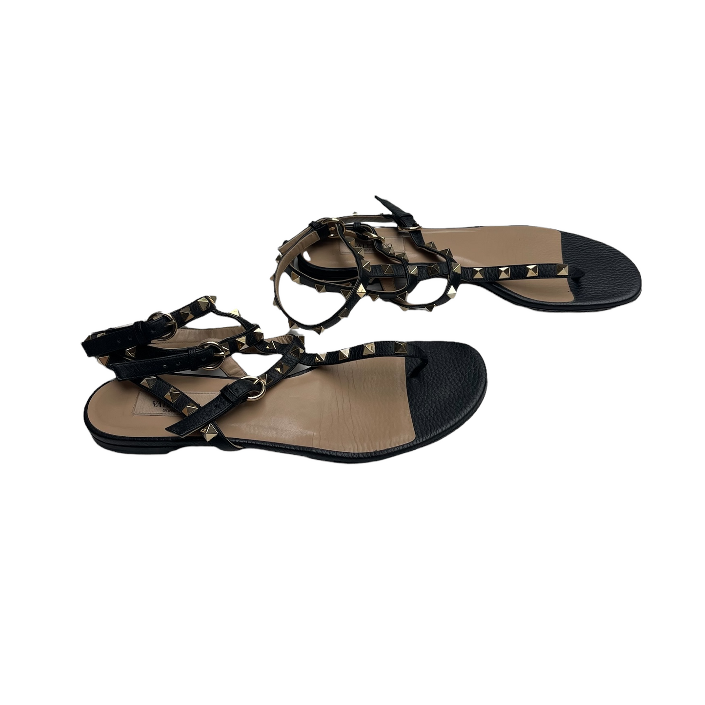 Black Leather Gladiator Sandals - 8