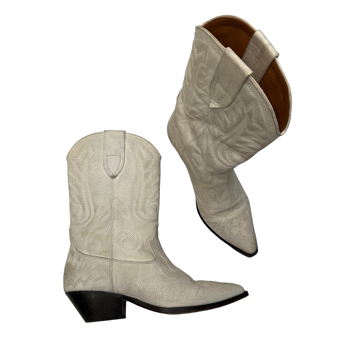Cream Leather Cowgirl Boots - 10