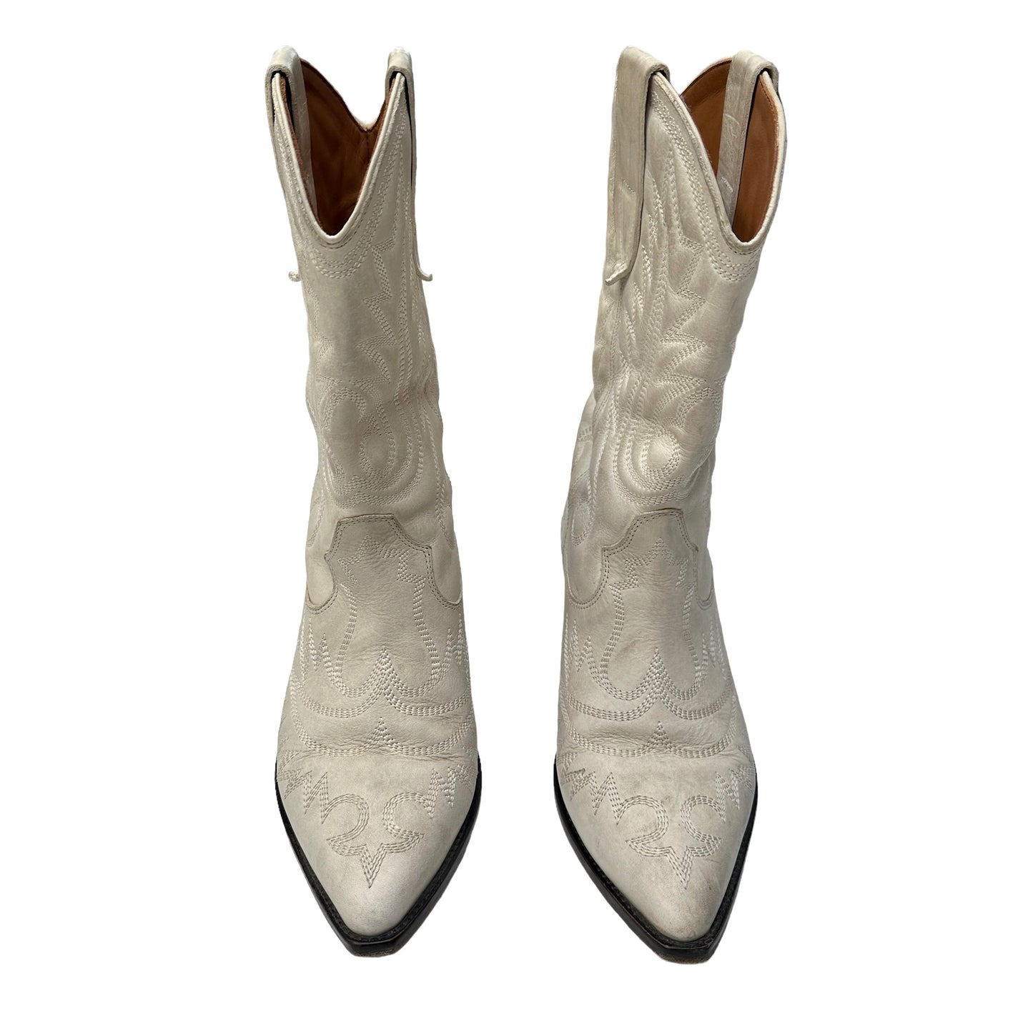 Cream Leather Cowgirl Boots - 10