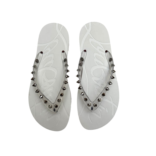 White Rubber Flip Flops w/Spikes - 11