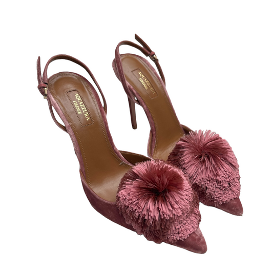 Pink Velvet Heels - 8